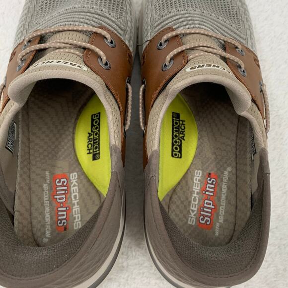 Skechers Slip Ins Shoes Mens 8.5 Taupe Brown Delson 3.0 Roth 210606 Memory Foam - Picture 7 of 11